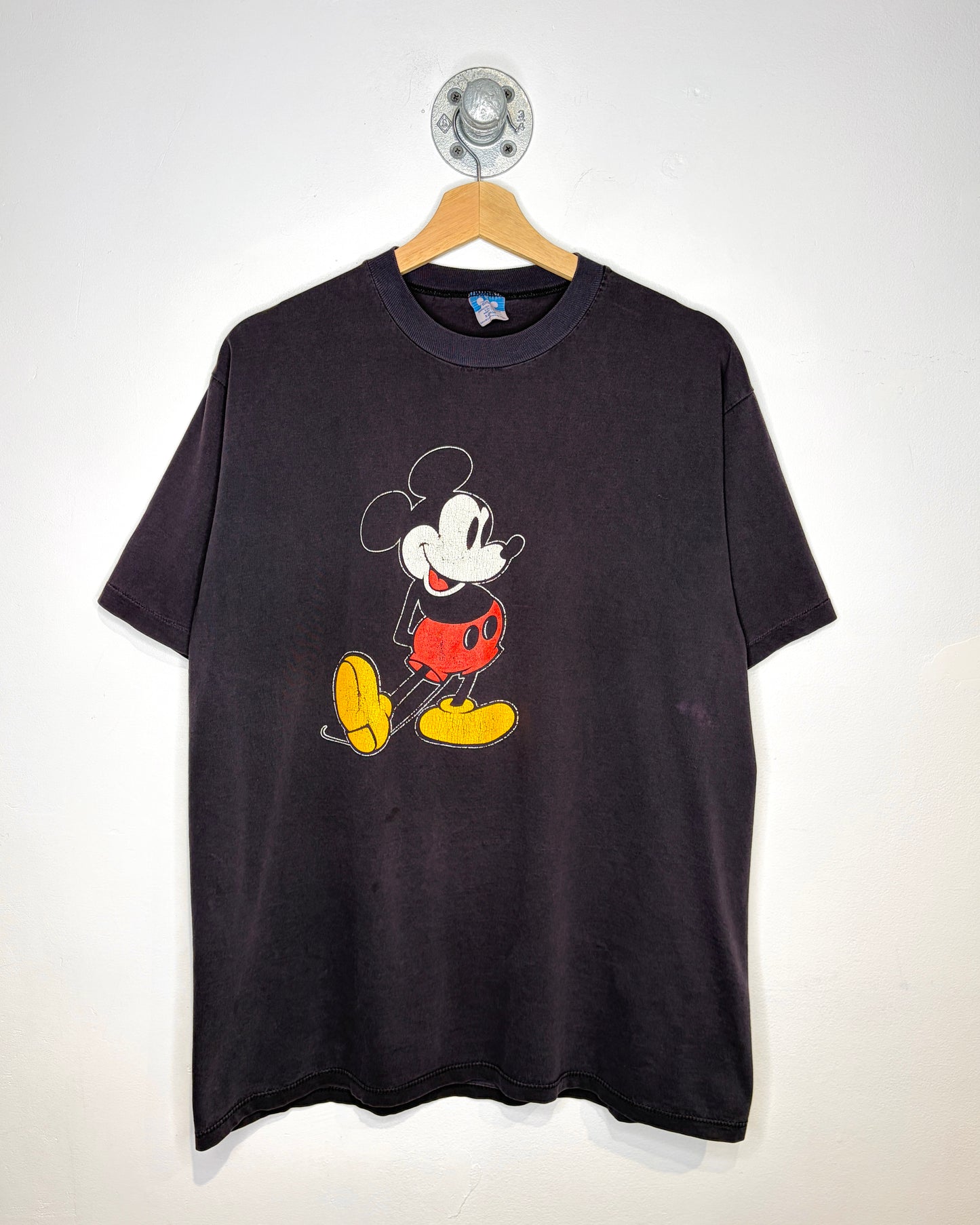 Vintage 90s Mickey Mouse Faded Black Tee Shirt