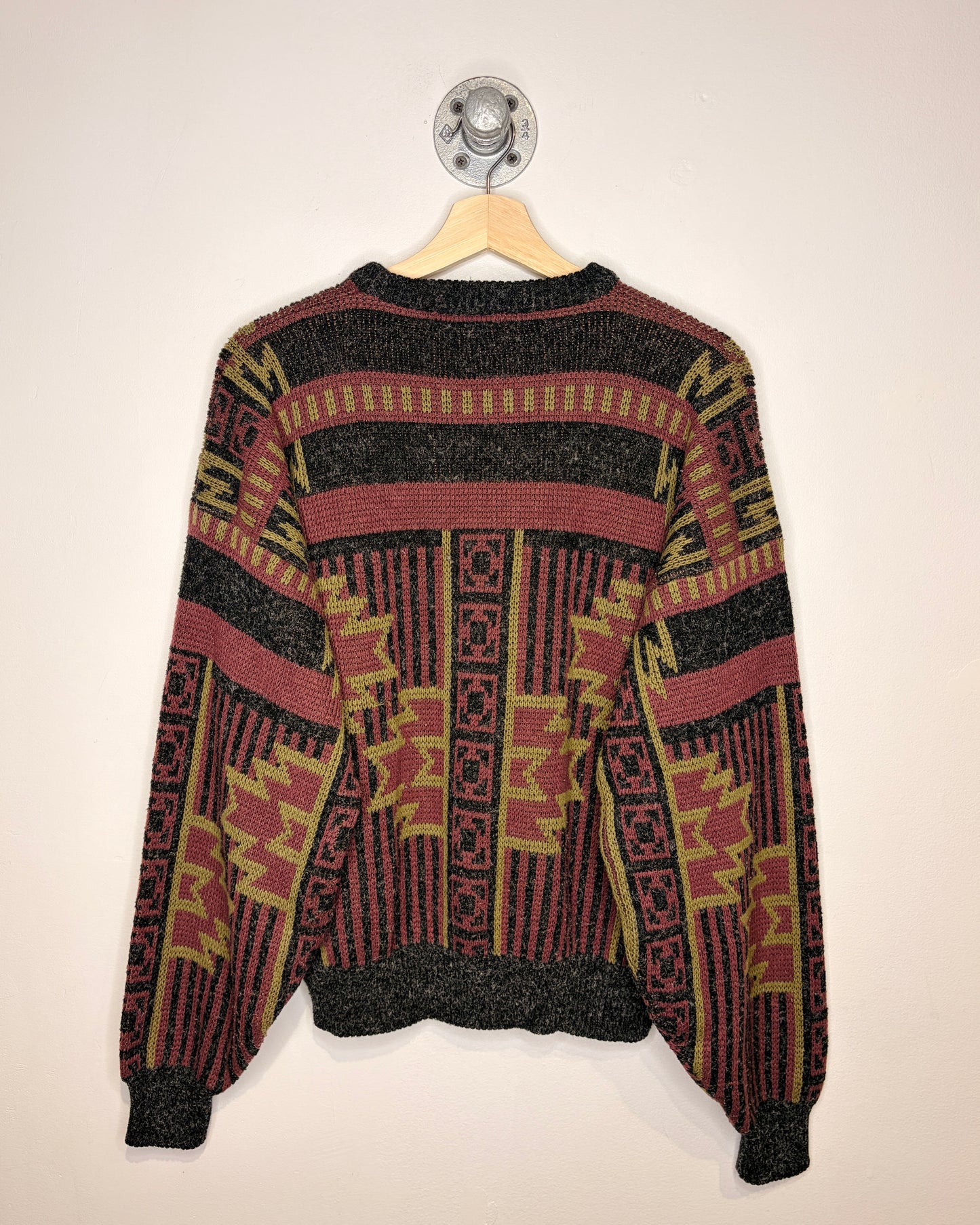 Vintage 90s Abstract Pattern Dark Grey Sweater