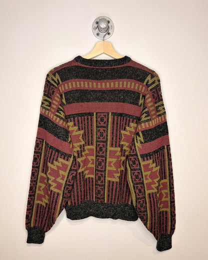 Vintage 90s Abstract Pattern Dark Grey Sweater