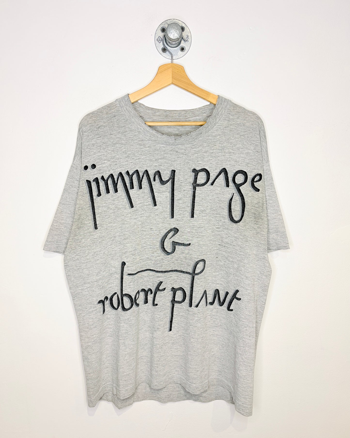 Vintage 1990s Jimmy Page And Robert Plant Grey Tee Shirt