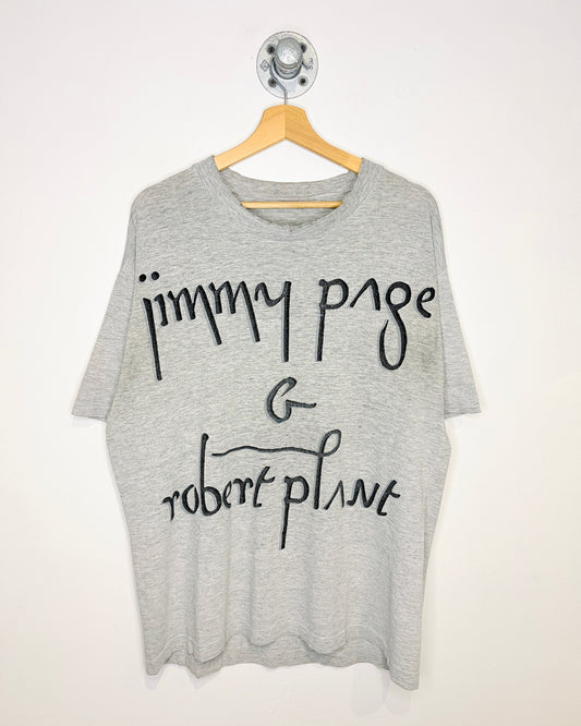 Vintage 1990s Jimmy Page And Robert Plant Grey Tee Shirt