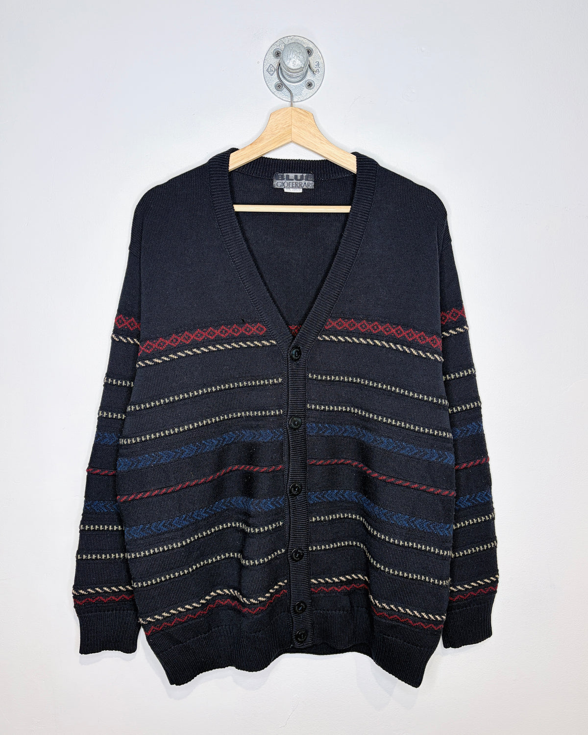 Vintage 90s “Blue Gioferrari” Black Cardigan