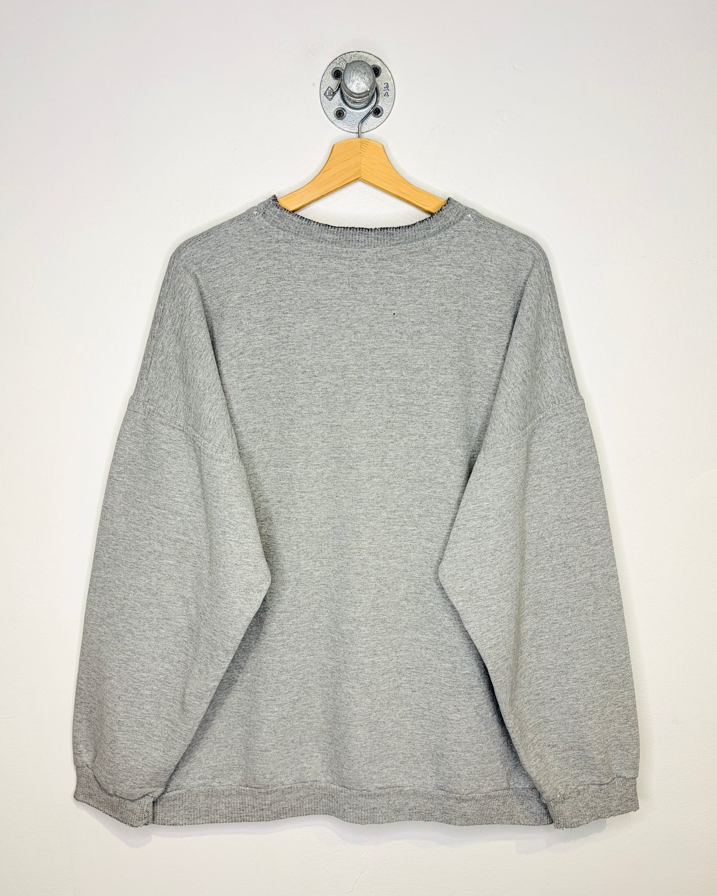 Vintage 90s Distressed University Of Alberta Embroidered Grey Crewneck Sweatshirt