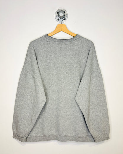 Vintage 90s Distressed University Of Alberta Embroidered Grey Crewneck Sweatshirt