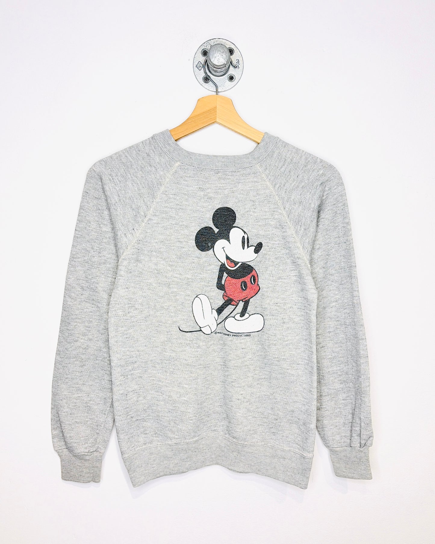 Vintage 80s Women's Disney Mickey Mouse Grey Crewneck Sweatshirt