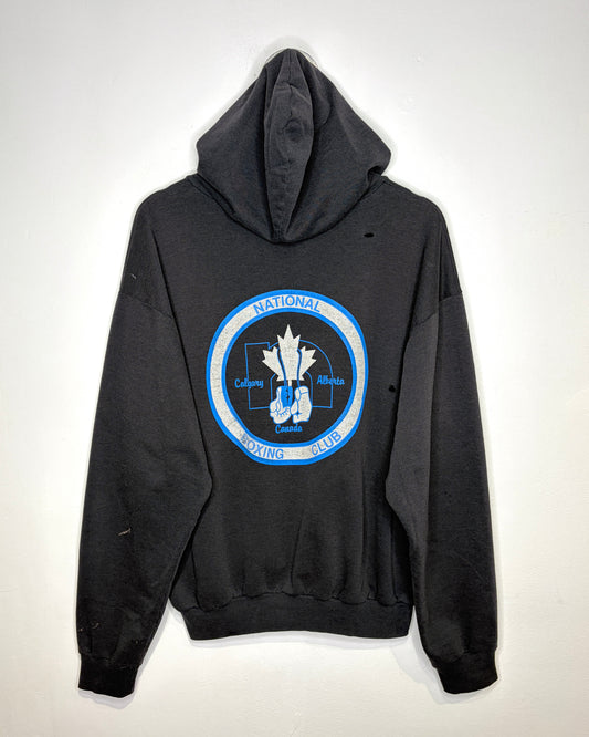 Vintage 80s Everlast Boxing Club Calgary Alberta Black Hoodie