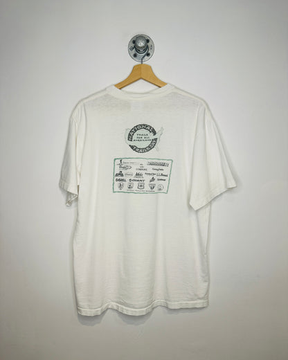 Vintage 1993 Trails In The Mountains Animals Graphic White Tee Shirt