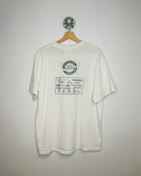 Vintage 1993 Trails In The Mountains Animals Graphic White Tee Shirt