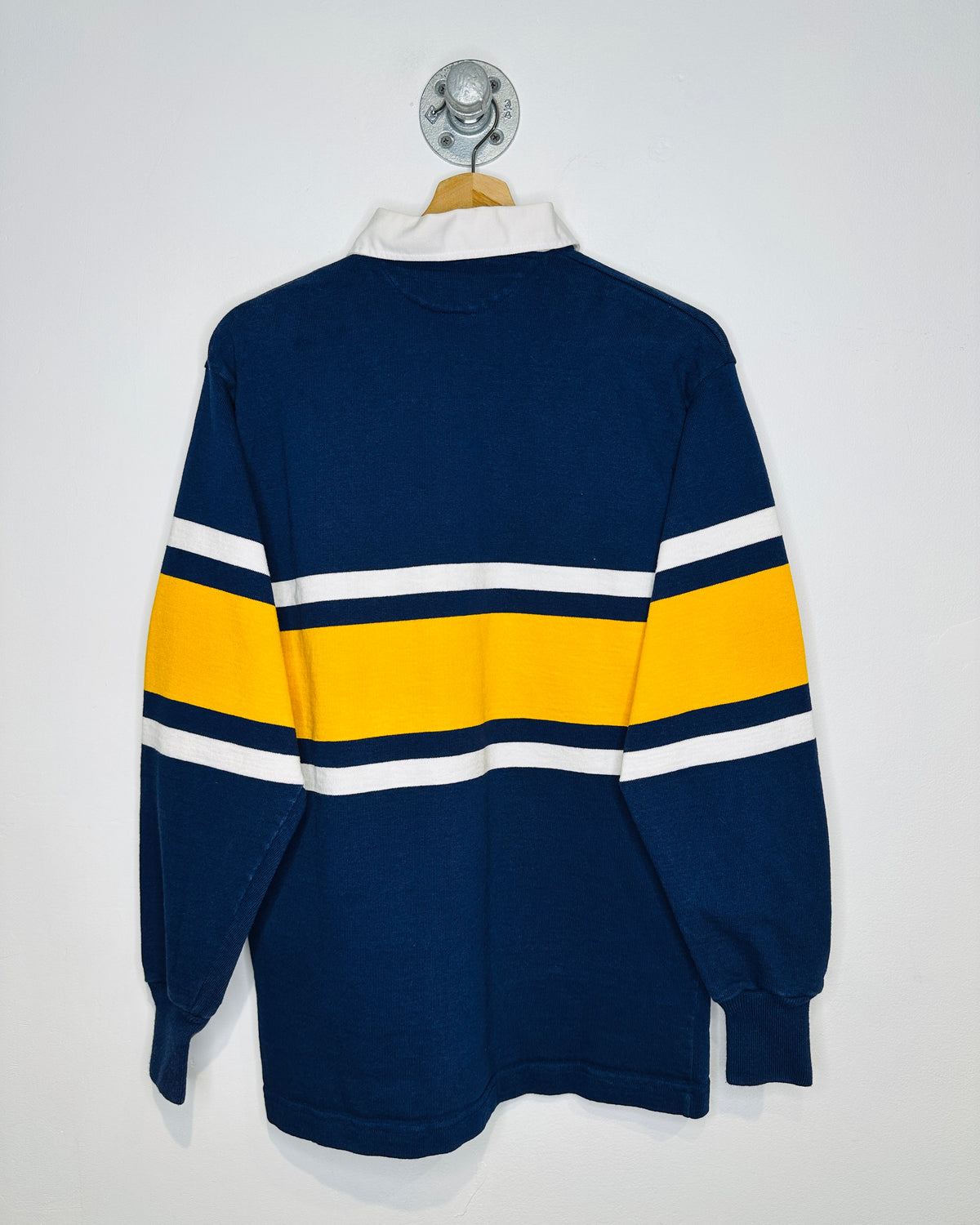 Vintage 1990s Royal Canadian Mountie Police Navy And Yellow Rugby Shirt