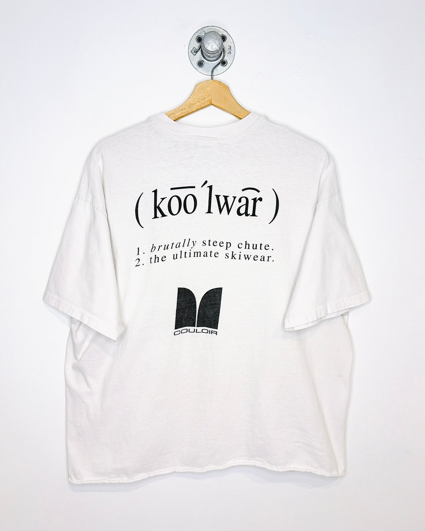 Vintage 90s Couloir Ultimate Skiwear Cropped White Tee Shirt