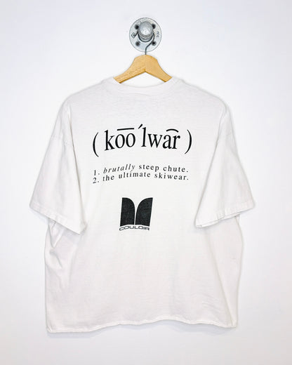 Vintage 90s Couloir Ultimate Skiwear Cropped White Tee Shirt