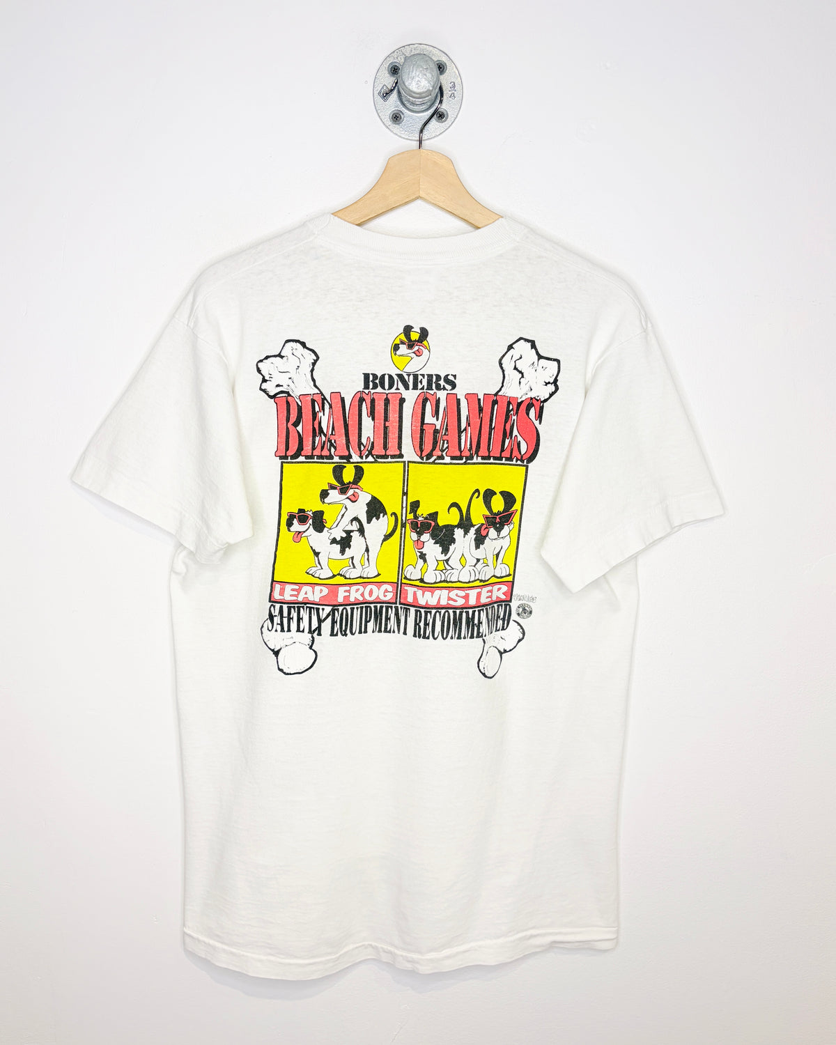 Vintage 90s Boners Beach Games White Tee Shirt
