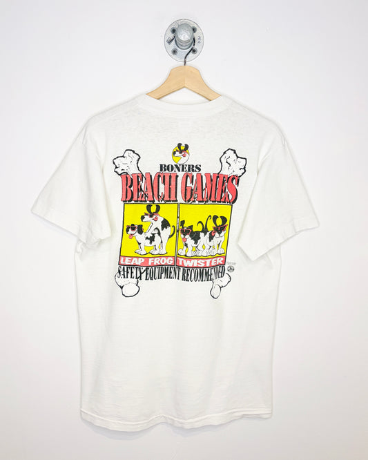 Vintage 90s Boners Beach Games White Tee Shirt