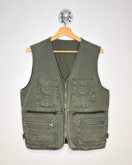 2000s Earth Tone Zip Up Fishermans Vest
