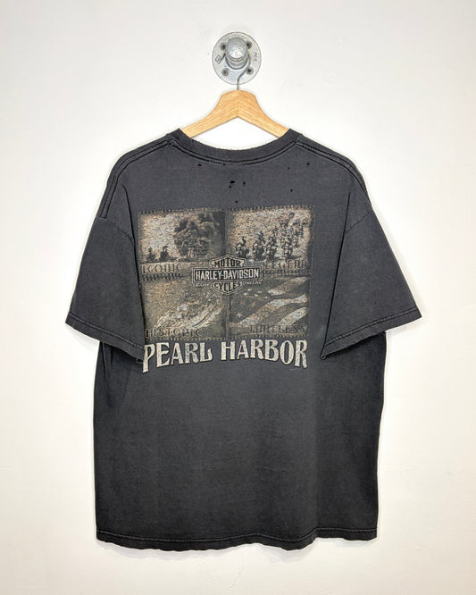 Harley-Davidson Pearl Harbour Hawaii Distressed Black Tee Shirt