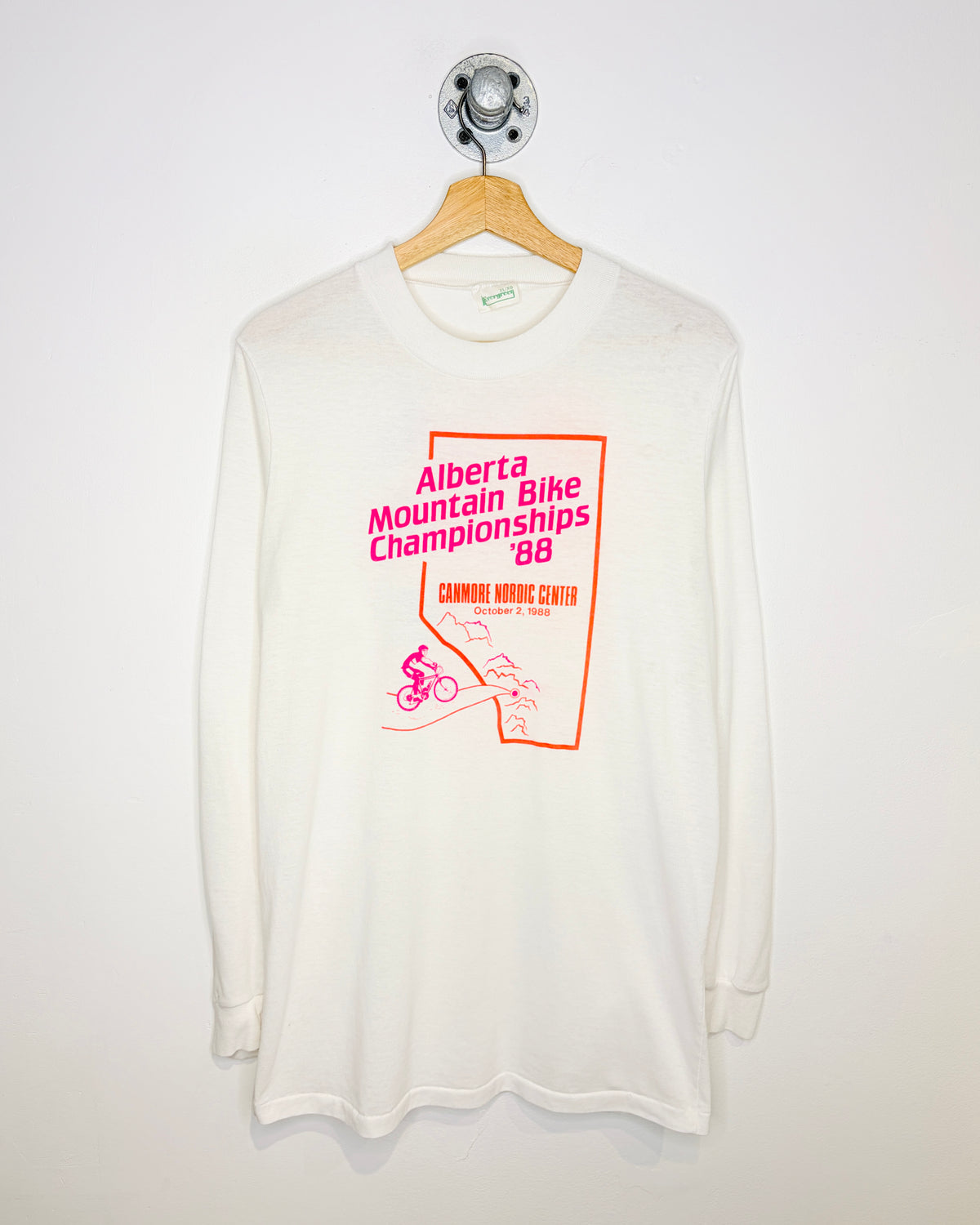 Vintage 1988 Alberta Mountain Bike Championships Canmore White Longsleeve Shirt