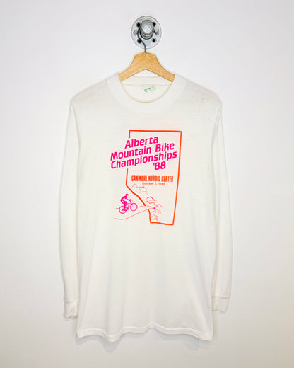 Vintage 1988 Alberta Mountain Bike Championships Canmore White Longsleeve Shirt