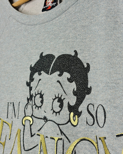 Betty Boop “I’m So Fancy” Grey Glitter Crewneck Sweatshirt
