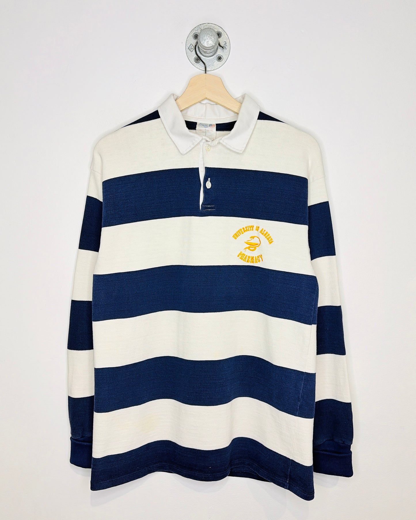 Vintage 90s Pharmacy University Of Alberta Navy & White Rugby Shirt