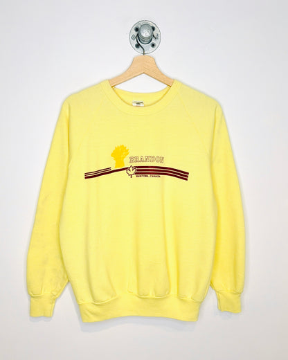Vintage 80s Brandon Manitoba Pale Yellow Crewneck Sweatshirt
