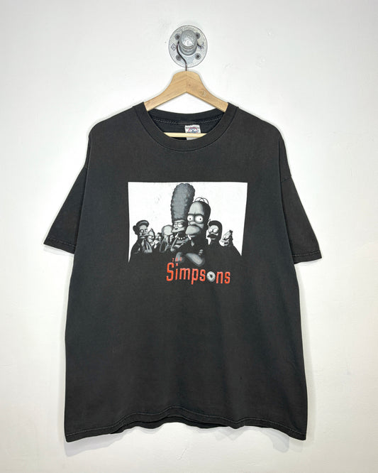 Vintage 2000s The Simpsons Sopranos Faded Black Tee Shirt