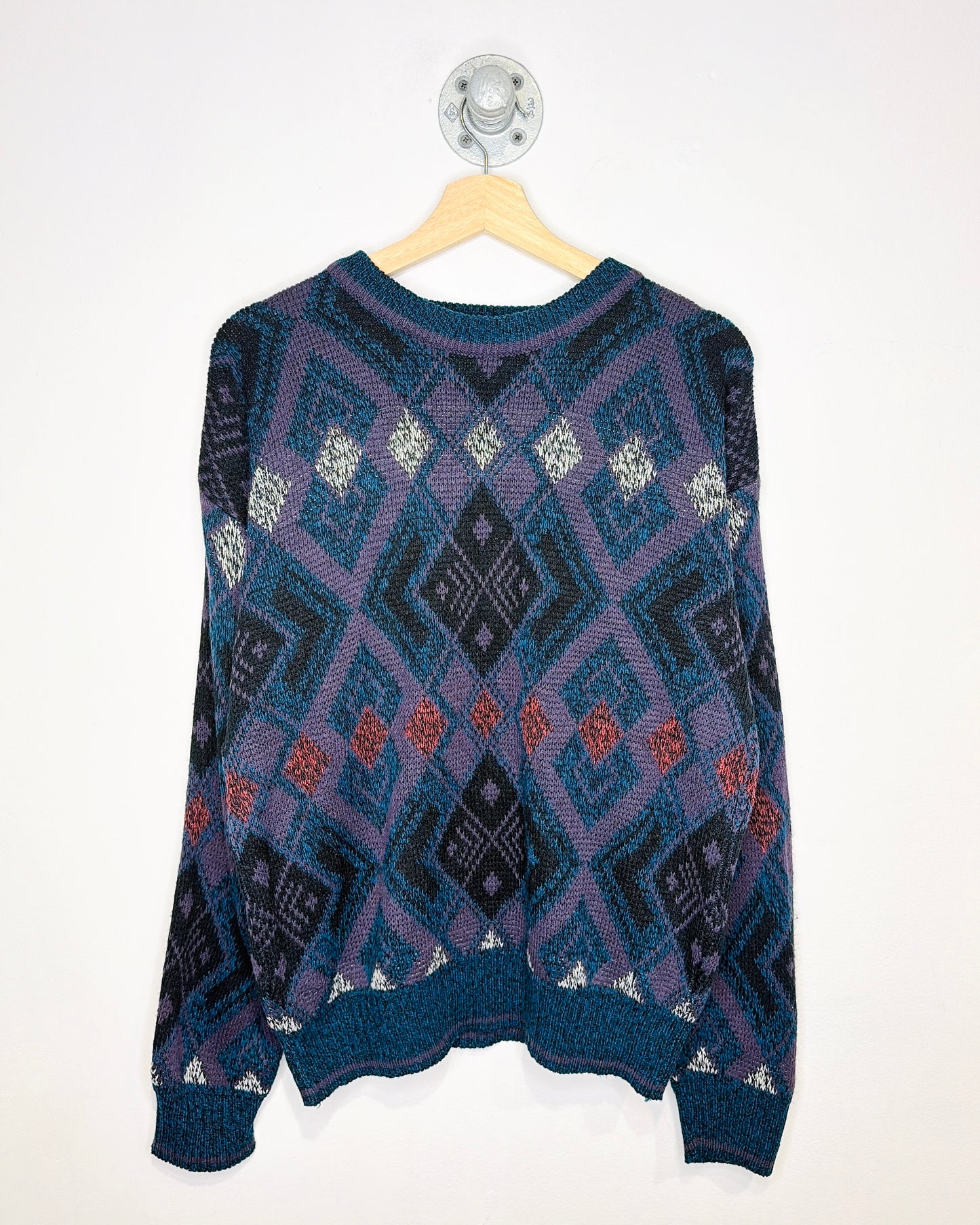 Vintage Late 1980s Sears Argyle Acrylic Sweater