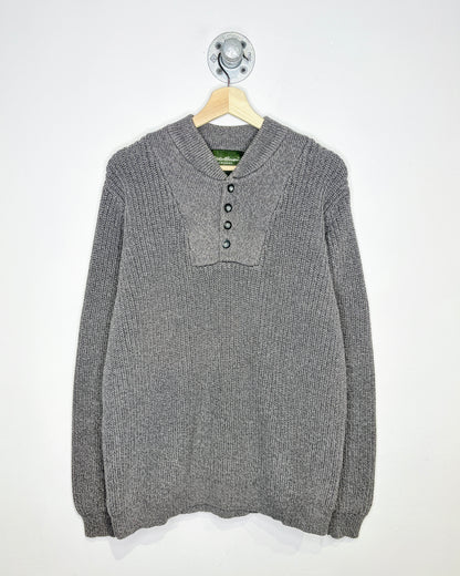 Vintage Eddie Bauer Pepper Grey 1/4 Button Sweater