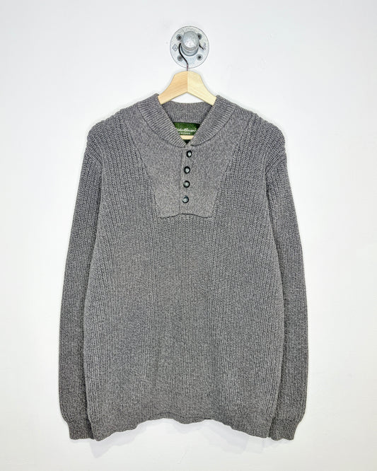 Vintage Eddie Bauer Pepper Grey 1/4 Button Sweater