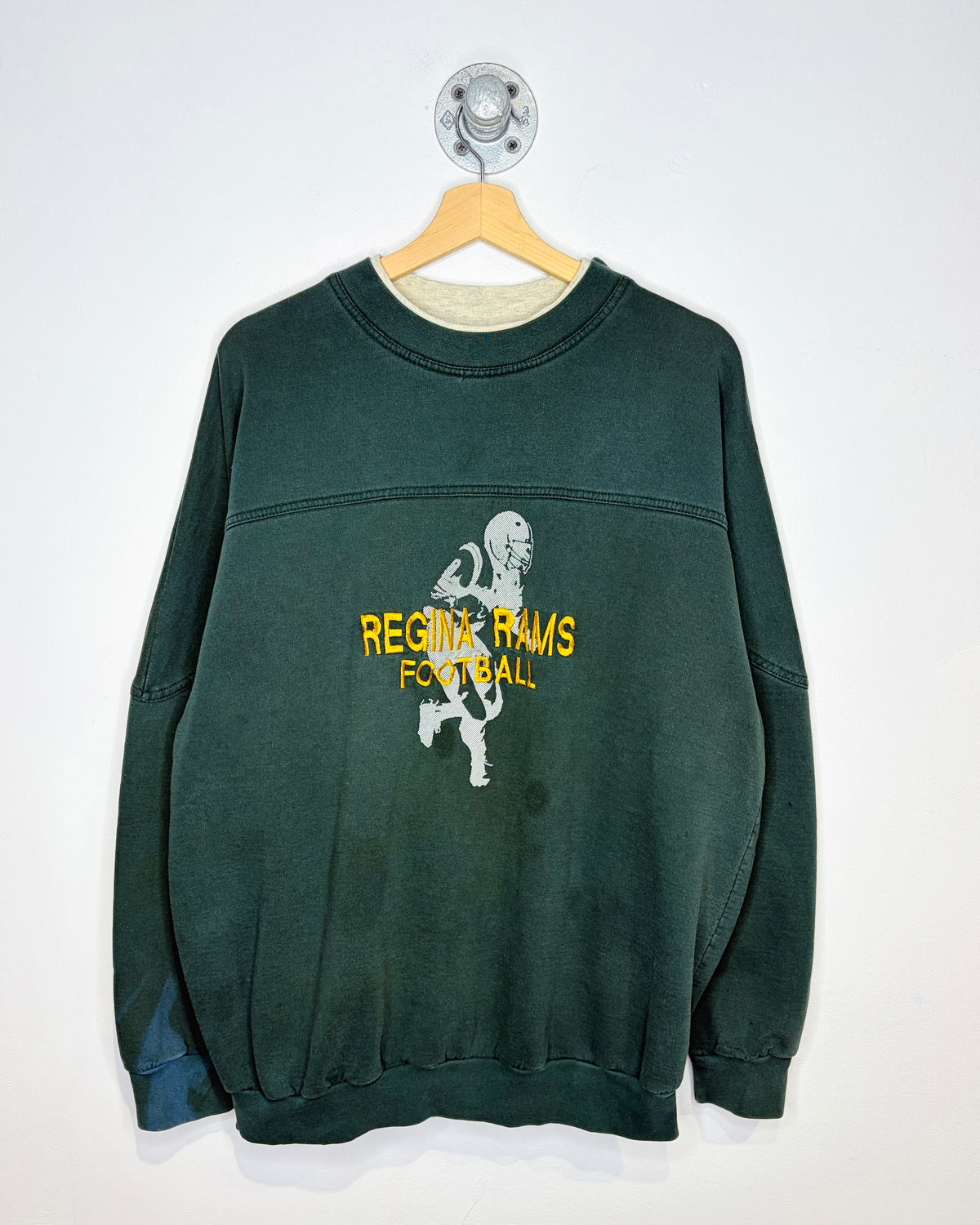 Vintage 90s Regina Rams Football Green Crewneck Sweatshirt