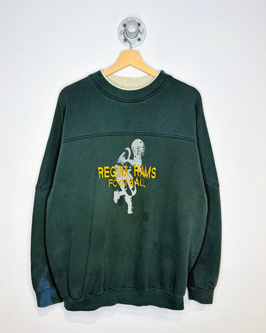 Vintage 90s Regina Rams Football Green Crewneck Sweatshirt