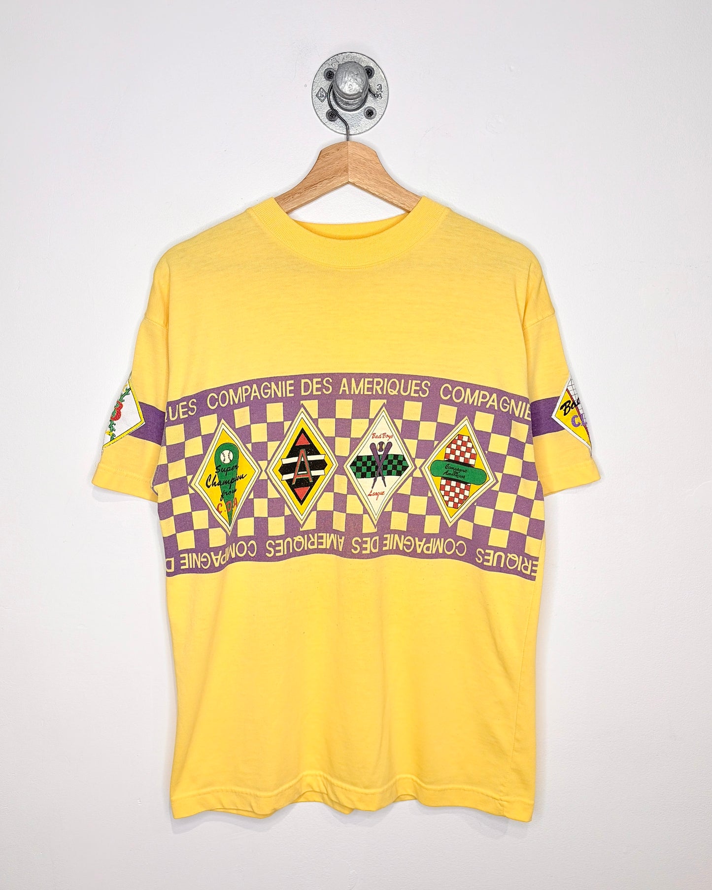 Vintage 90s Compagnie Ameriques Paper Thin Yellow Tee Shirt