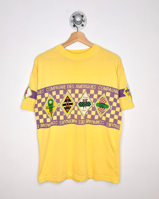 Vintage 90s Compagnie Ameriques Paper Thin Yellow Tee Shirt