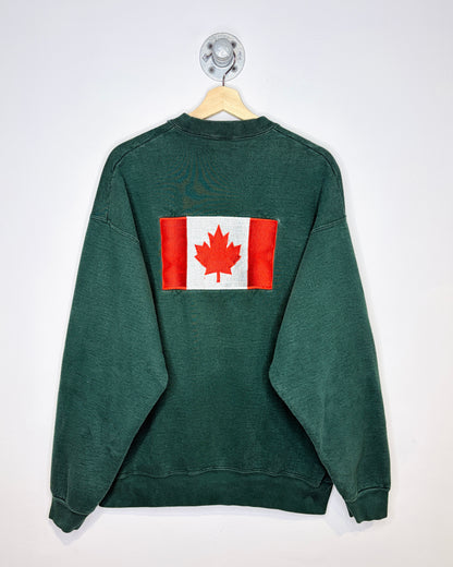 Vintage 90s Supercotton University Of Alberta Faded Forest Green Crewneck Sweatshirt