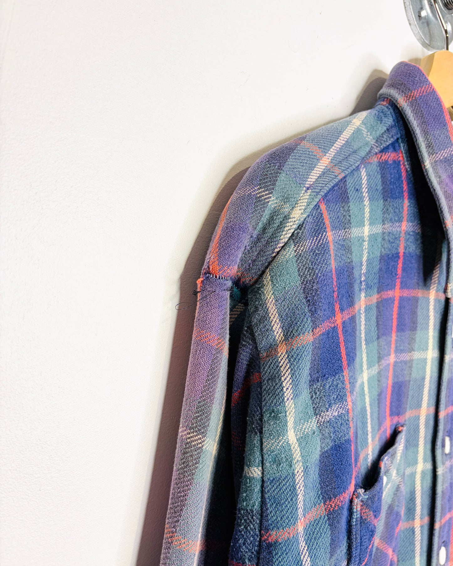 Vintage 90s Ely Faded Purple Plaid Heavyweight Flannel