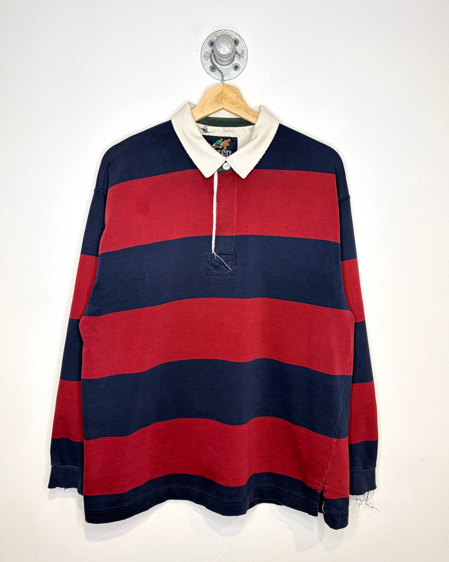 Vintage 90s Lands End Navy & Red Rugby Shirt