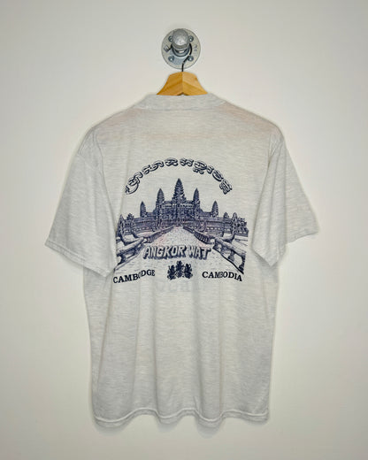 Vintage 90s Cambodia Paper Thin Grey Tee Shirt