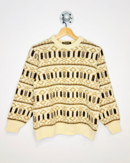 Vintage 80s Tundra Pure Wool Earth Tone Sweater
