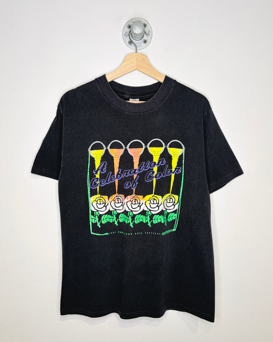 Vintage 1991 Portland Rose Festival Faded Black Tee Shirt