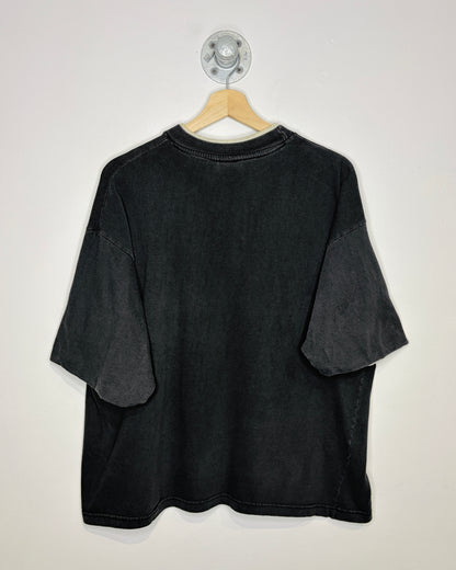 Vintage 90s Saskatchewan Roughriders TwoTone Faded Black Tee Shirt