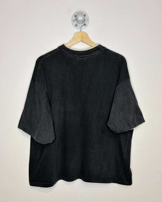 Vintage 90s Saskatchewan Roughriders TwoTone Faded Black Tee Shirt