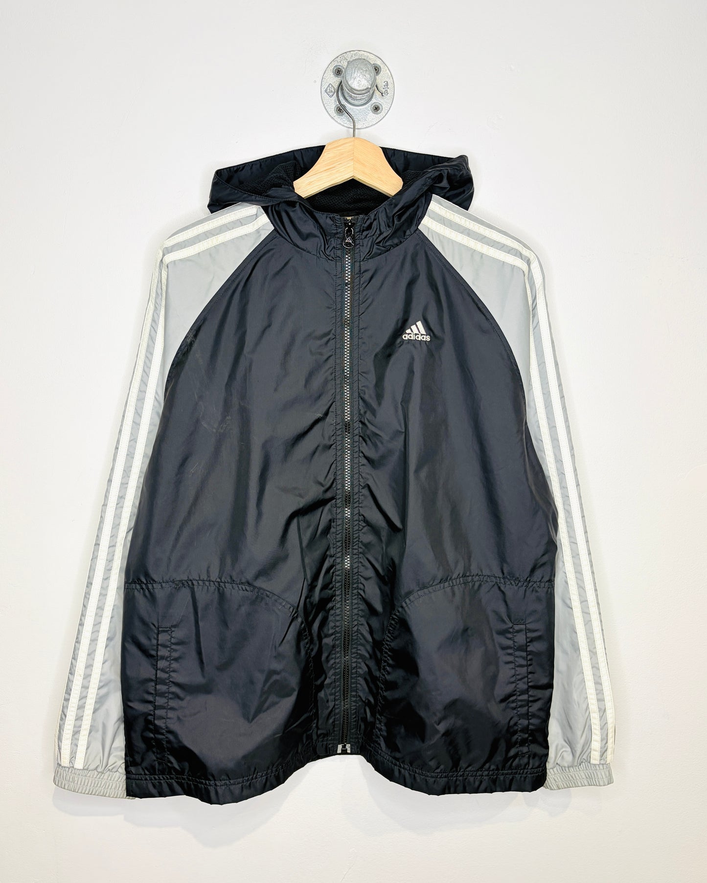 Vintage 2000s Adidas TwoTone Black Hooded Winbreaker