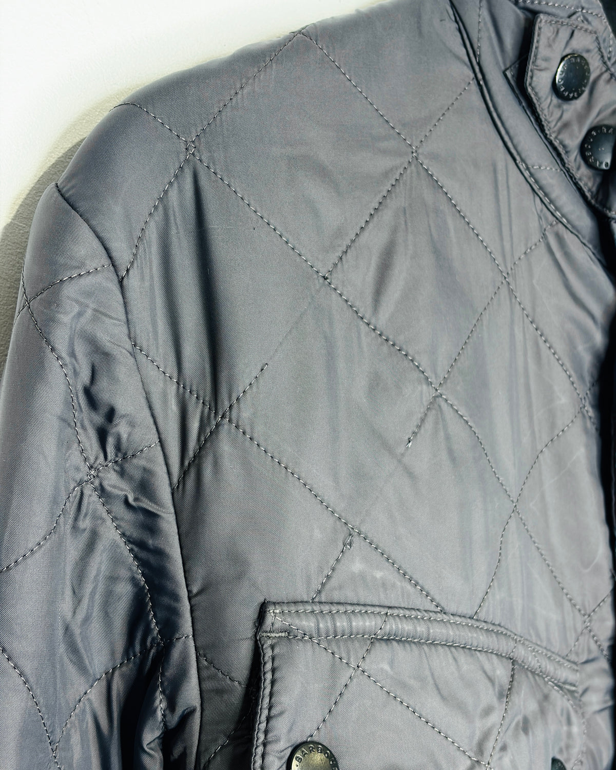 Women’s Barbour International Dark Grey Fleece-Lined Quilted Jacket