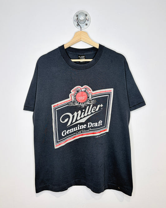 Vintage 1992 Miller Genuine Draft Beer Black Tee Shirt