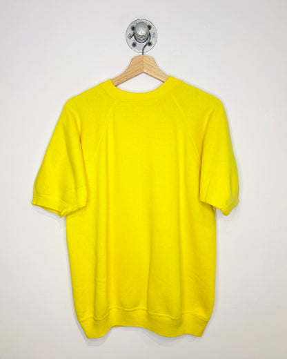 Vintage 1960s Sportswear Creslan & Cotton Short Sleeve Yellow Crewneck Sweatshirt