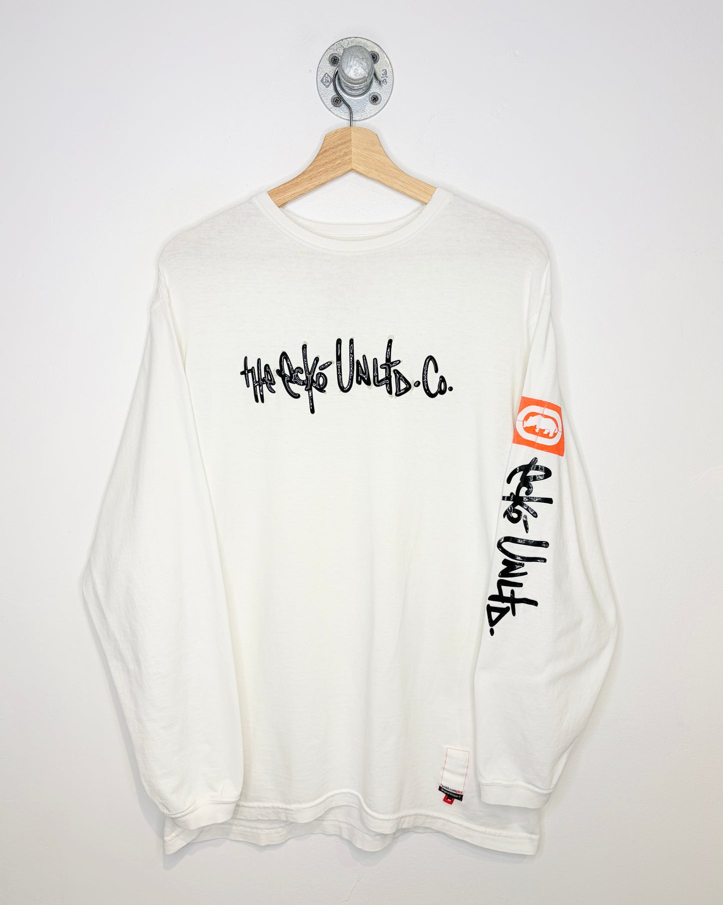 Y2K Ecko Unltd Co Gel Print White Tee Shirt