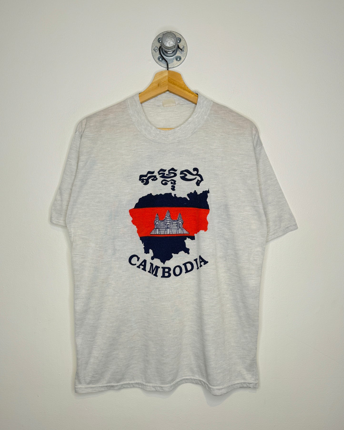 Vintage 90s Cambodia Paper Thin Grey Tee Shirt