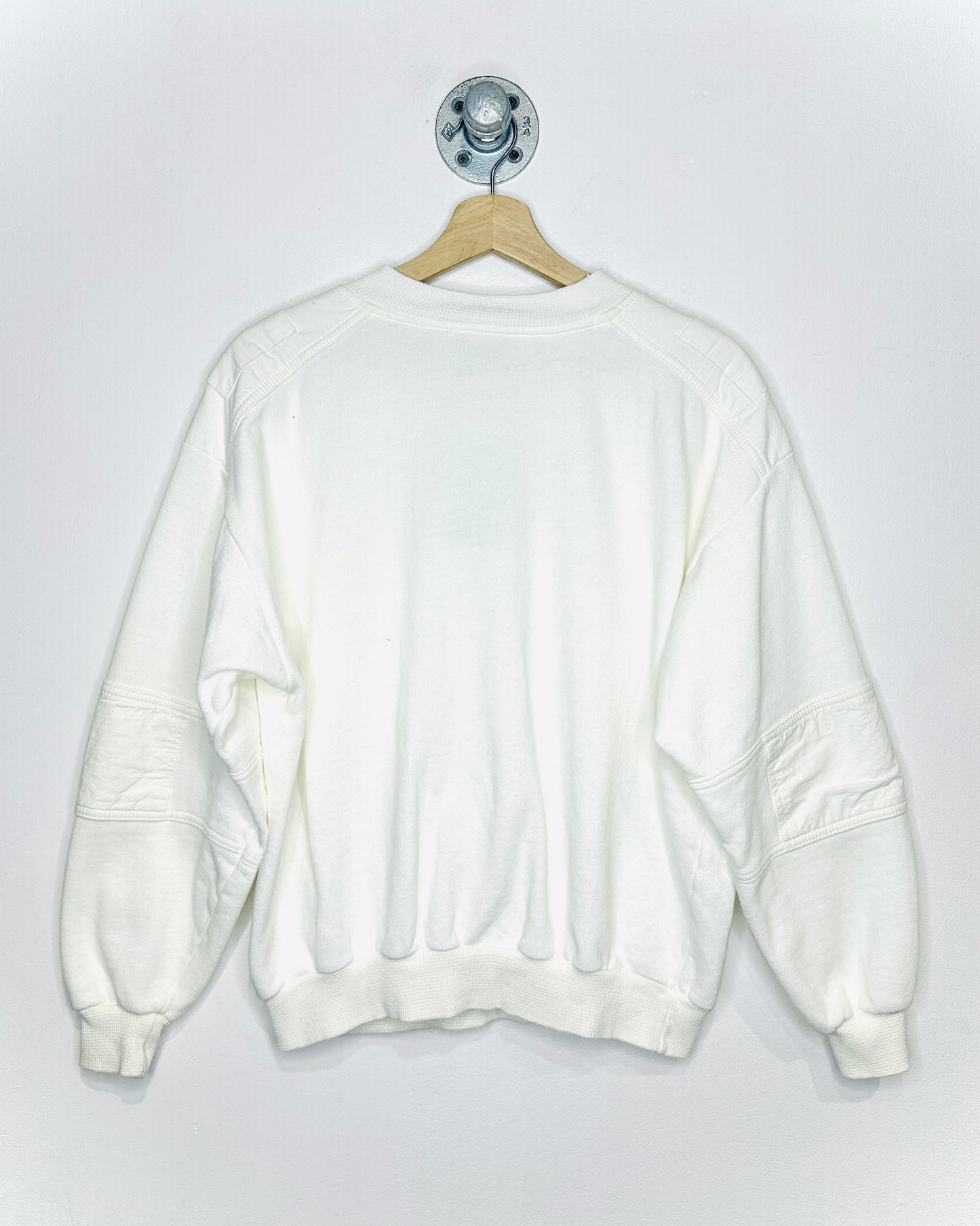 Vintage 1980s Two-Button White Crewneck Sweatshirt