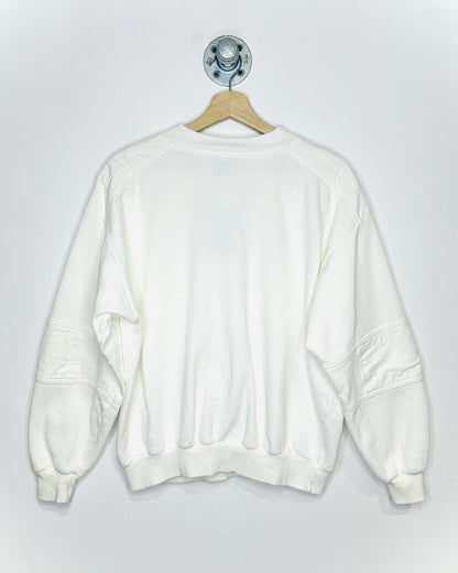 Vintage 1980s Two-Button White Crewneck Sweatshirt