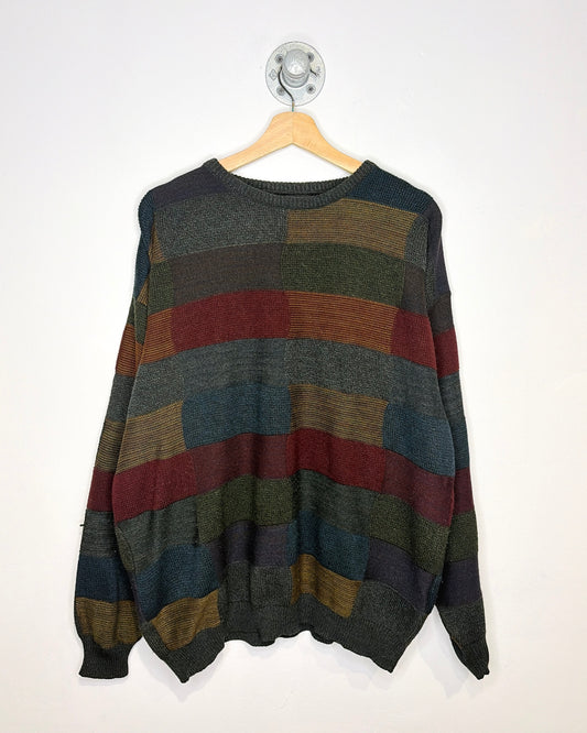 Vintage 90s Marc Edward’s Color Block Dark Grey Sweater