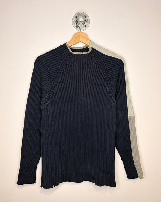 Vintage Y2K Quicksilver Ribbed TwoTone Navy Sweater